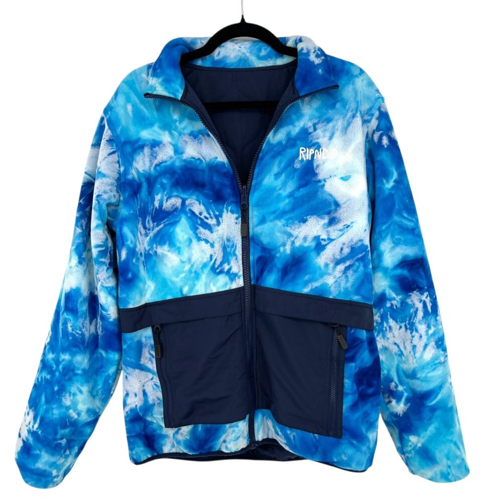 Ripndip Bad Trips Reversible Jacket Blue Tie-Dye Jacket Size Medium
